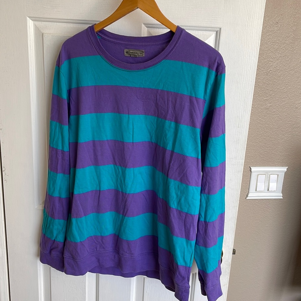 Charles and a Half Long Sleeve T Shirt Teal/Purple
